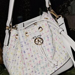 Nine West White Multicolor Tweed Shoulder Bag